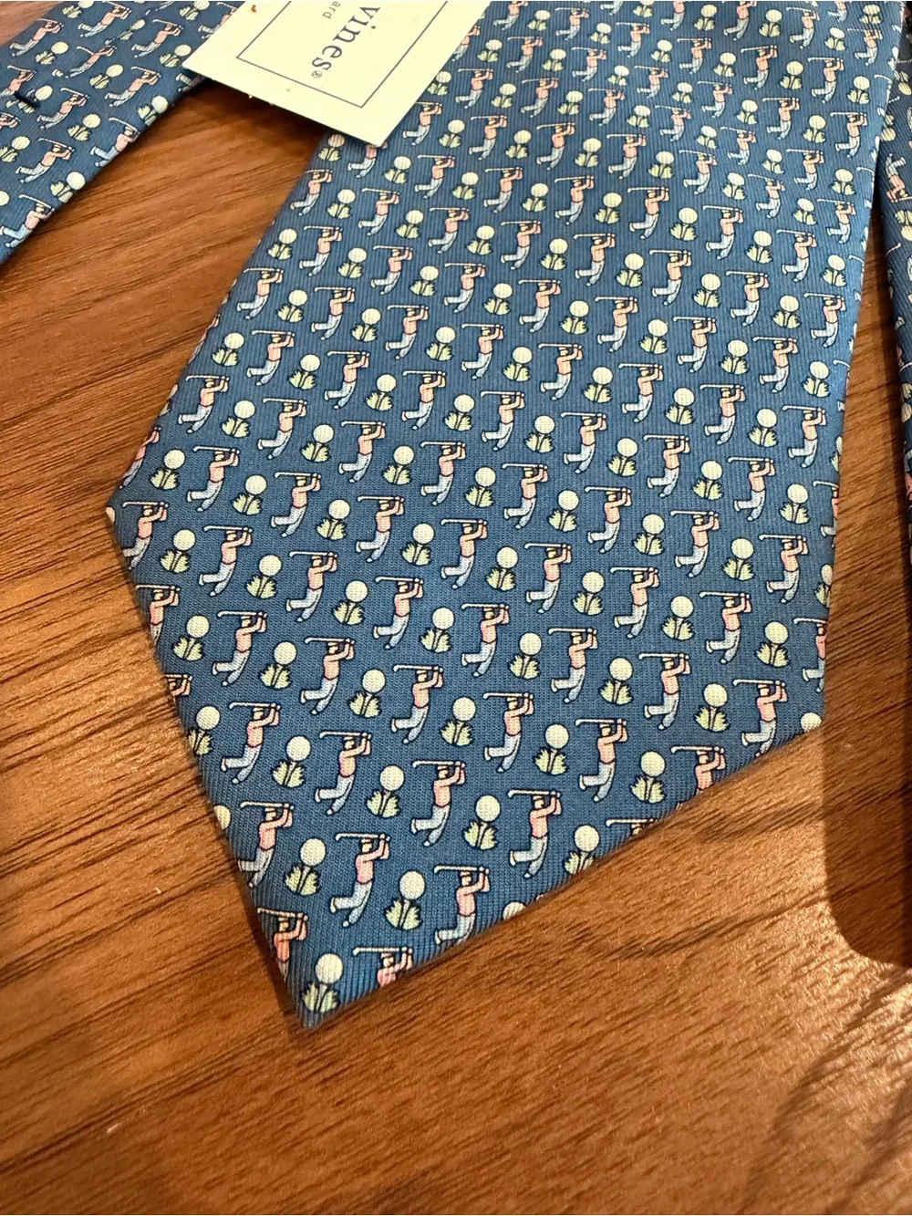 NWT Vineyard Vines Men's Blue Golfer Gold Tie Handpicked by Shep & Ian Martha's